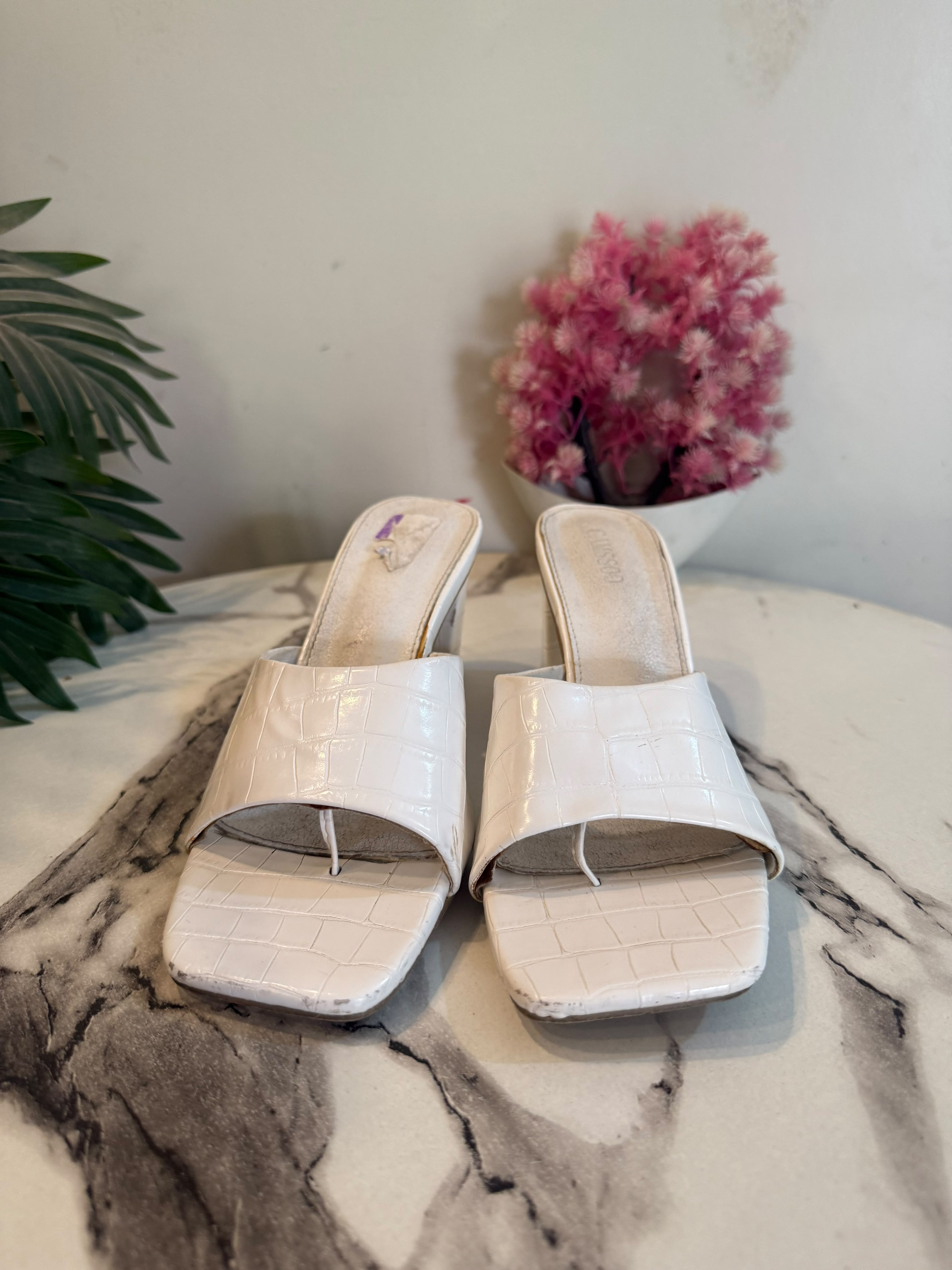 White block heel