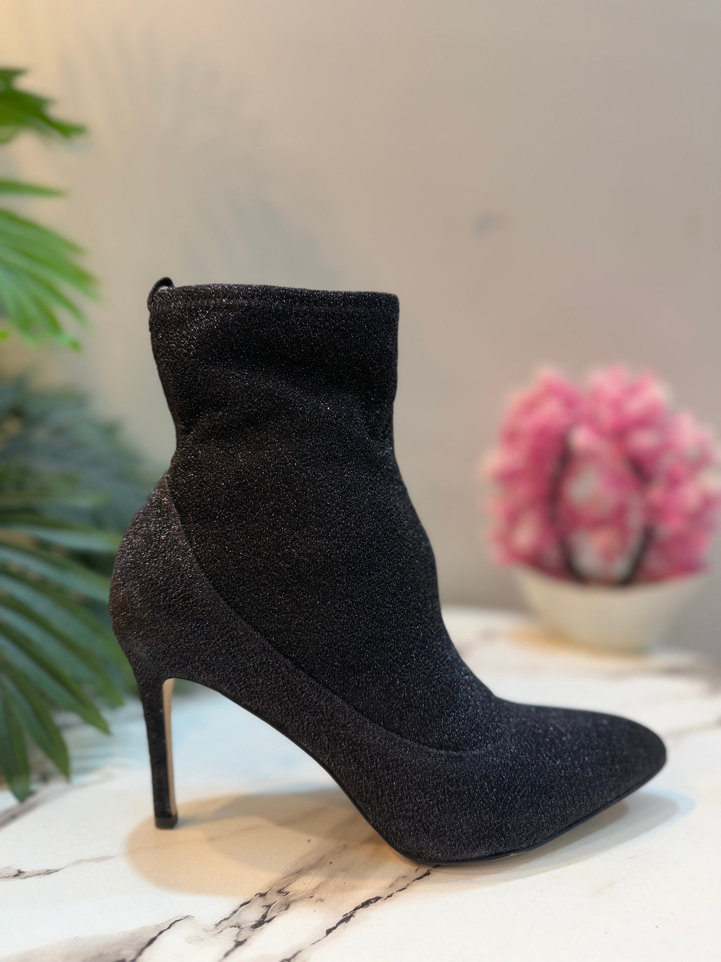 Black glittery zipper ankle boot (sam edelmon)