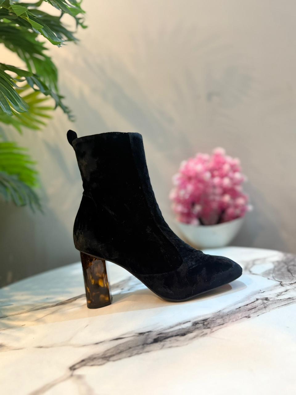 Black velvet zipper ankle boot (Kurt Geiger)