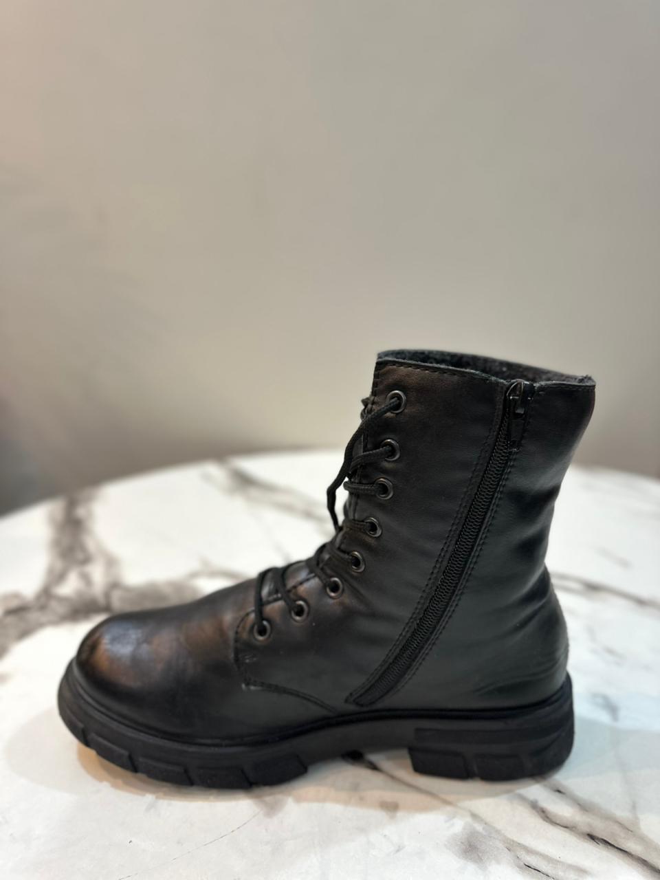 Black leather zipper ankle boot (rieker)