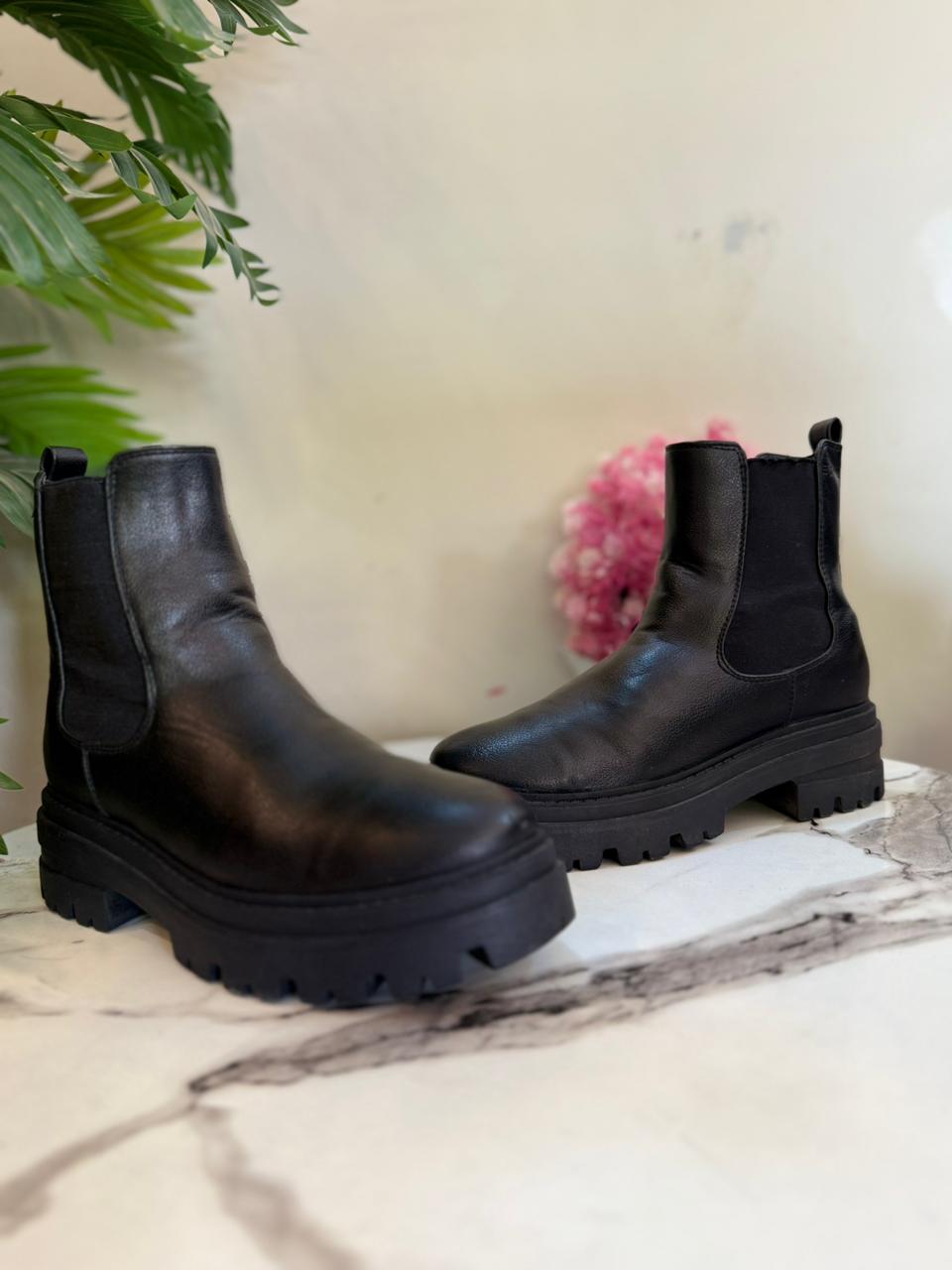 Black suede zipper laceup ankle boot (Spirit)