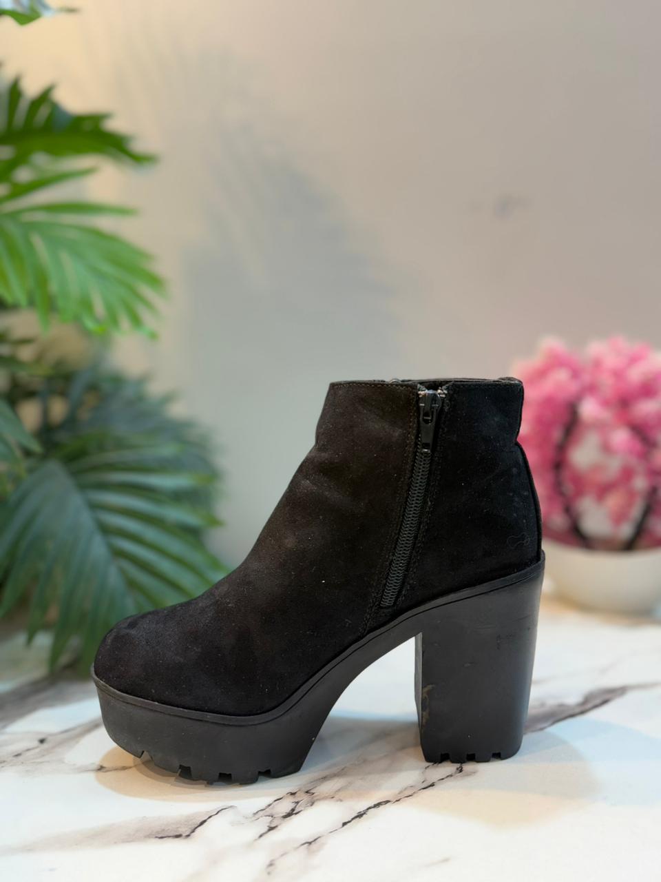 Black Suede zipper ankle boot(New look)