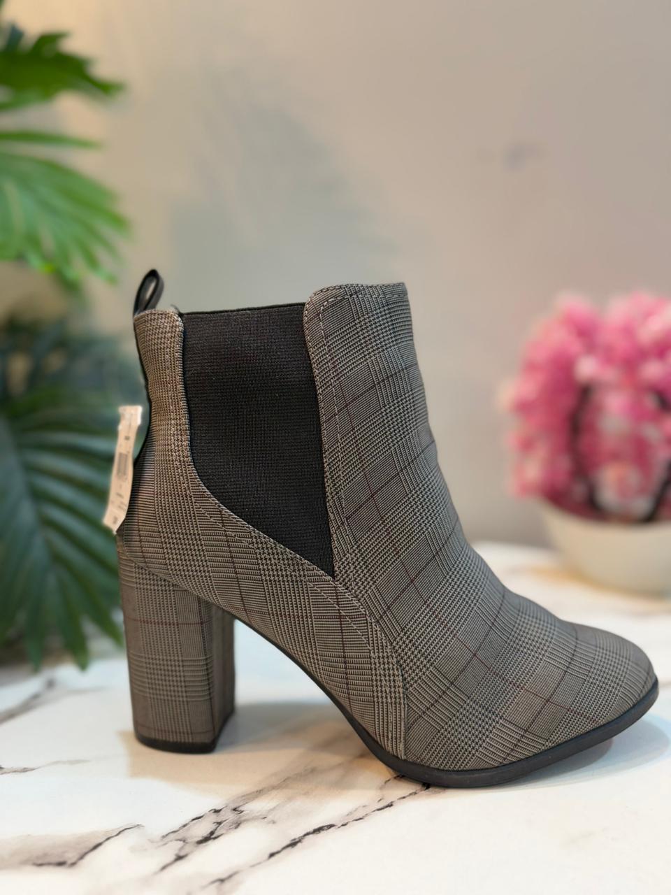 Denim check print ankle boot(George)