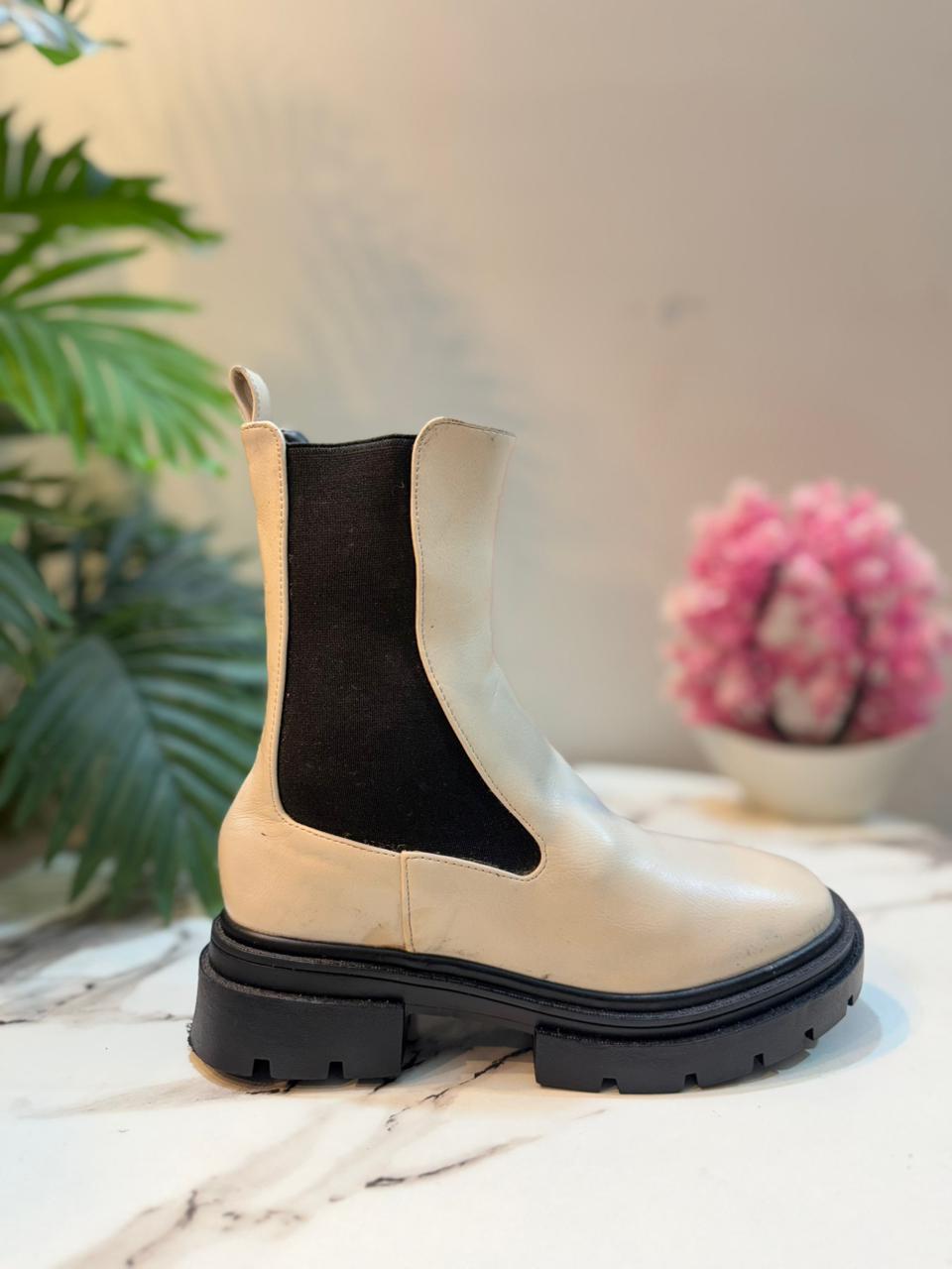Creamy white chelsea ankle boot