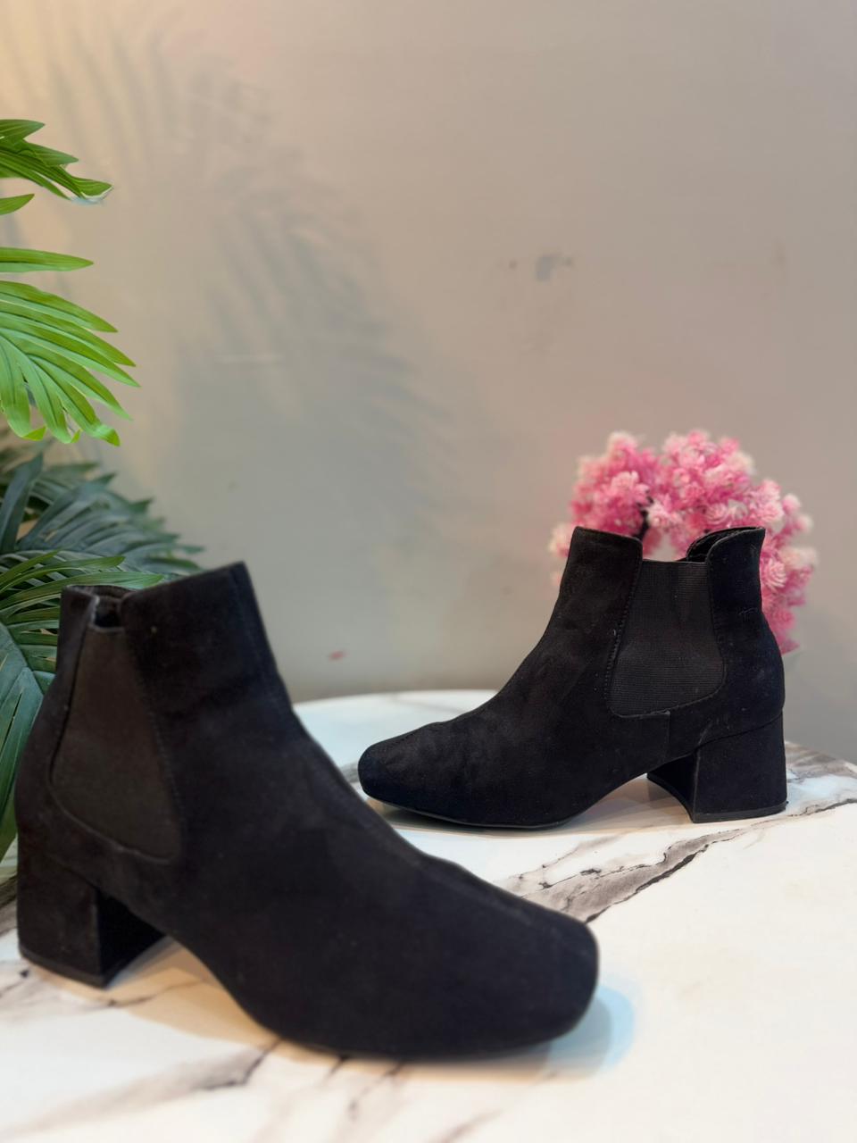 Black suede ankle boot (M&S)