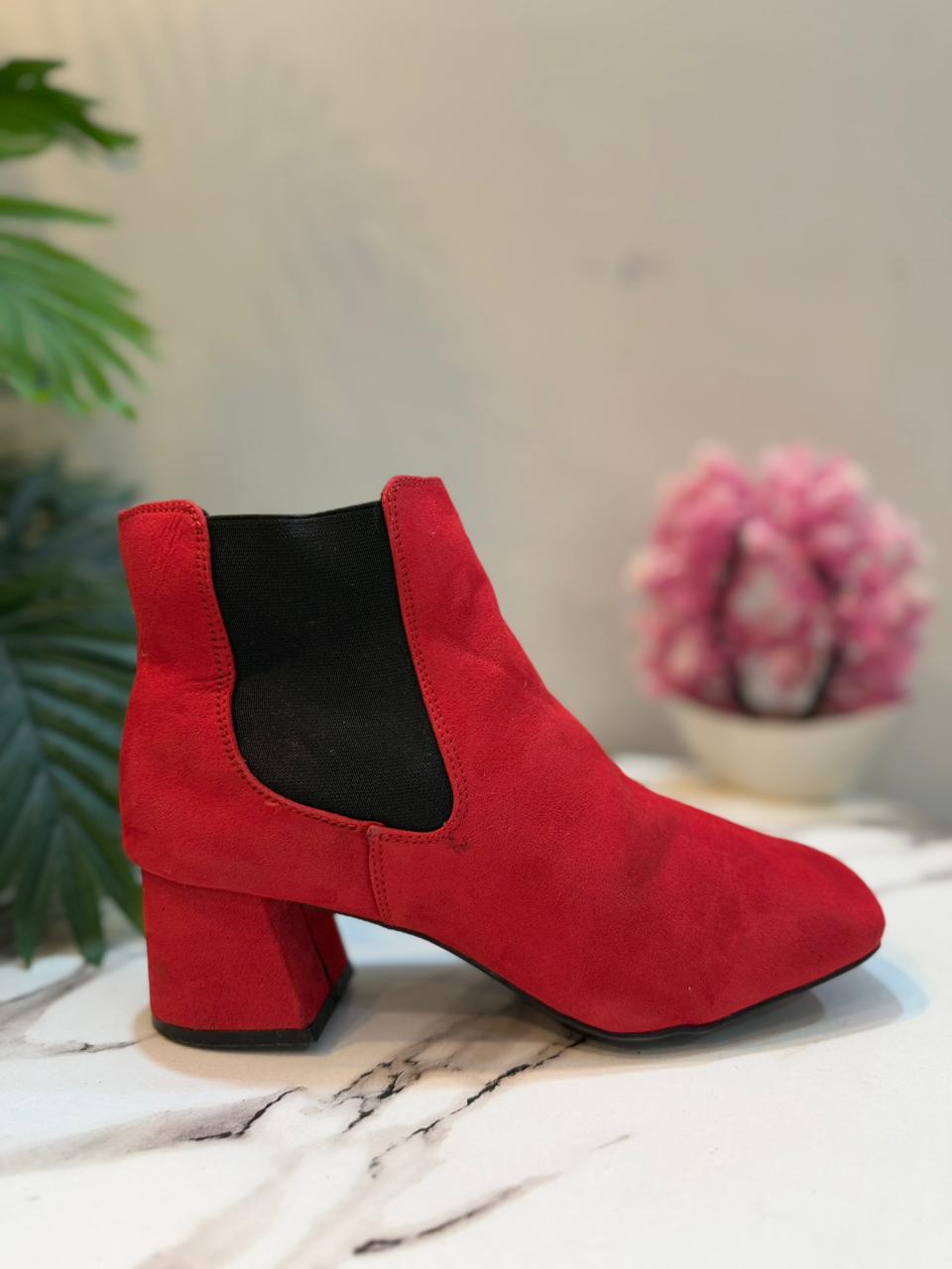 Red suede ankle boot (primark)