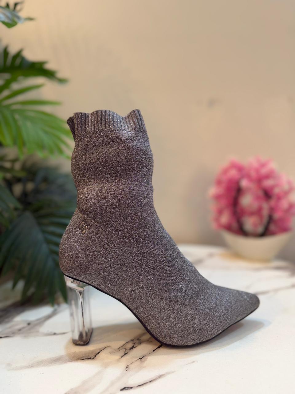 Grey shimmer sock ankle boot (cuccoo)