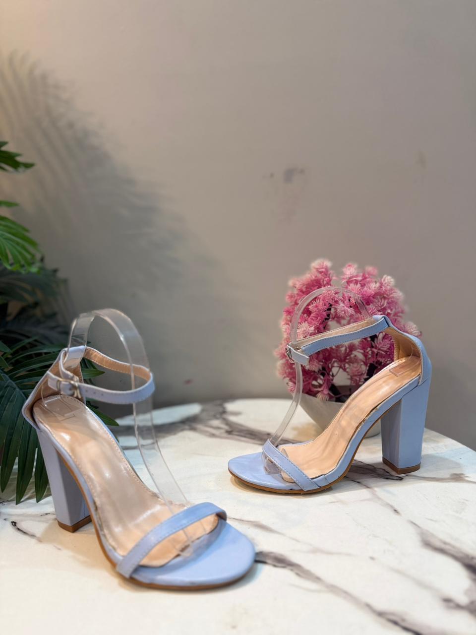 Light blue block heel