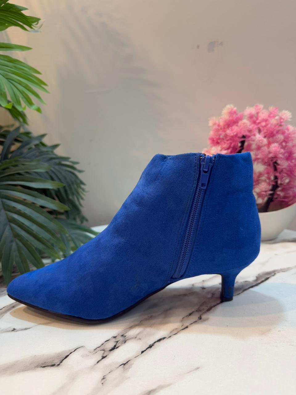 Blue kitten heel suede ankle boot (jdwilliams)