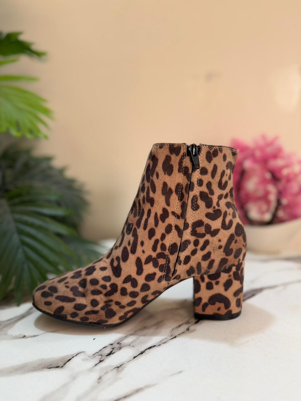 Cheetah print suede zipper ankle boot (time & true)
