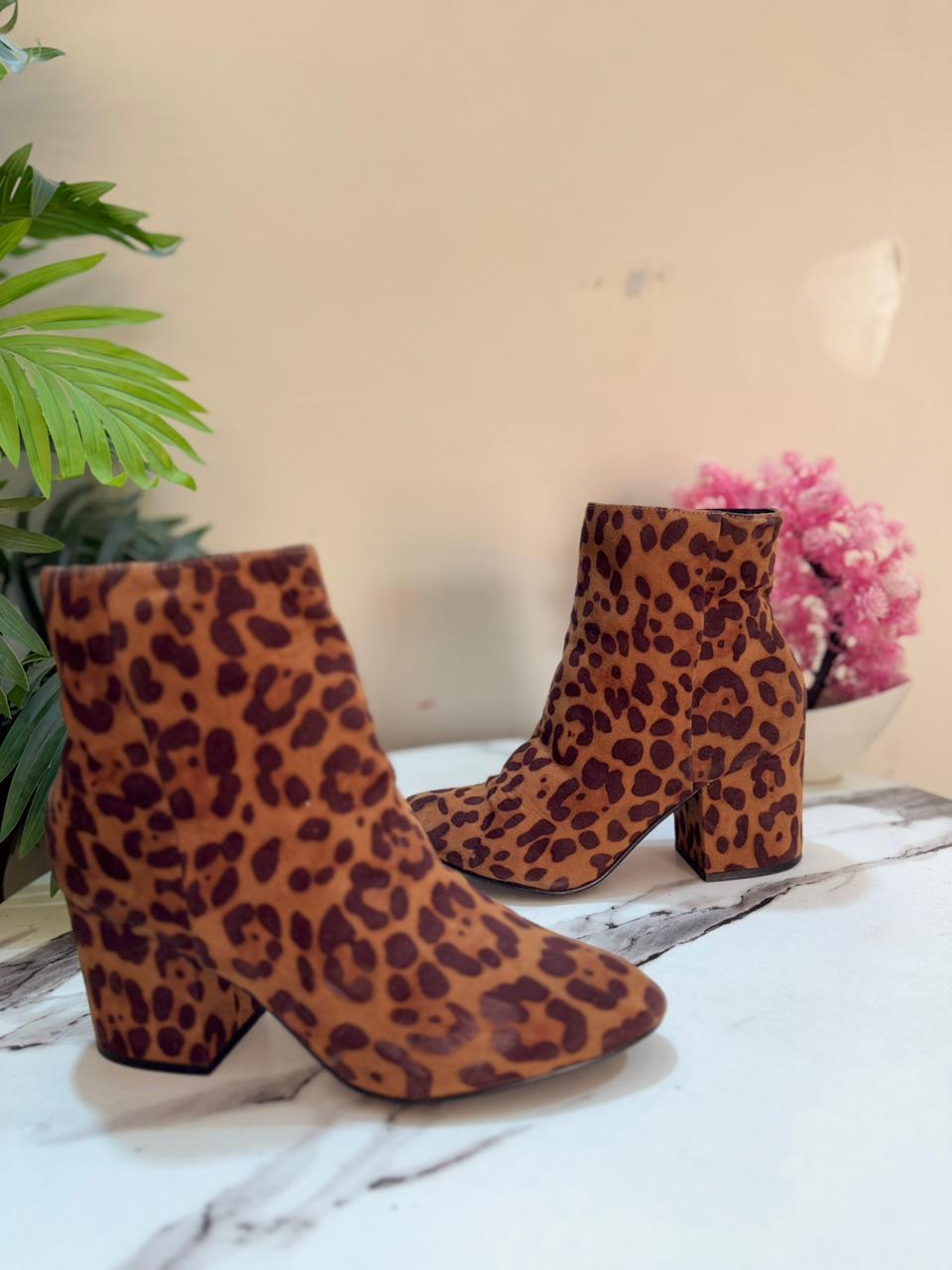 Cheetah print suede side zipper ankle boot (target women )