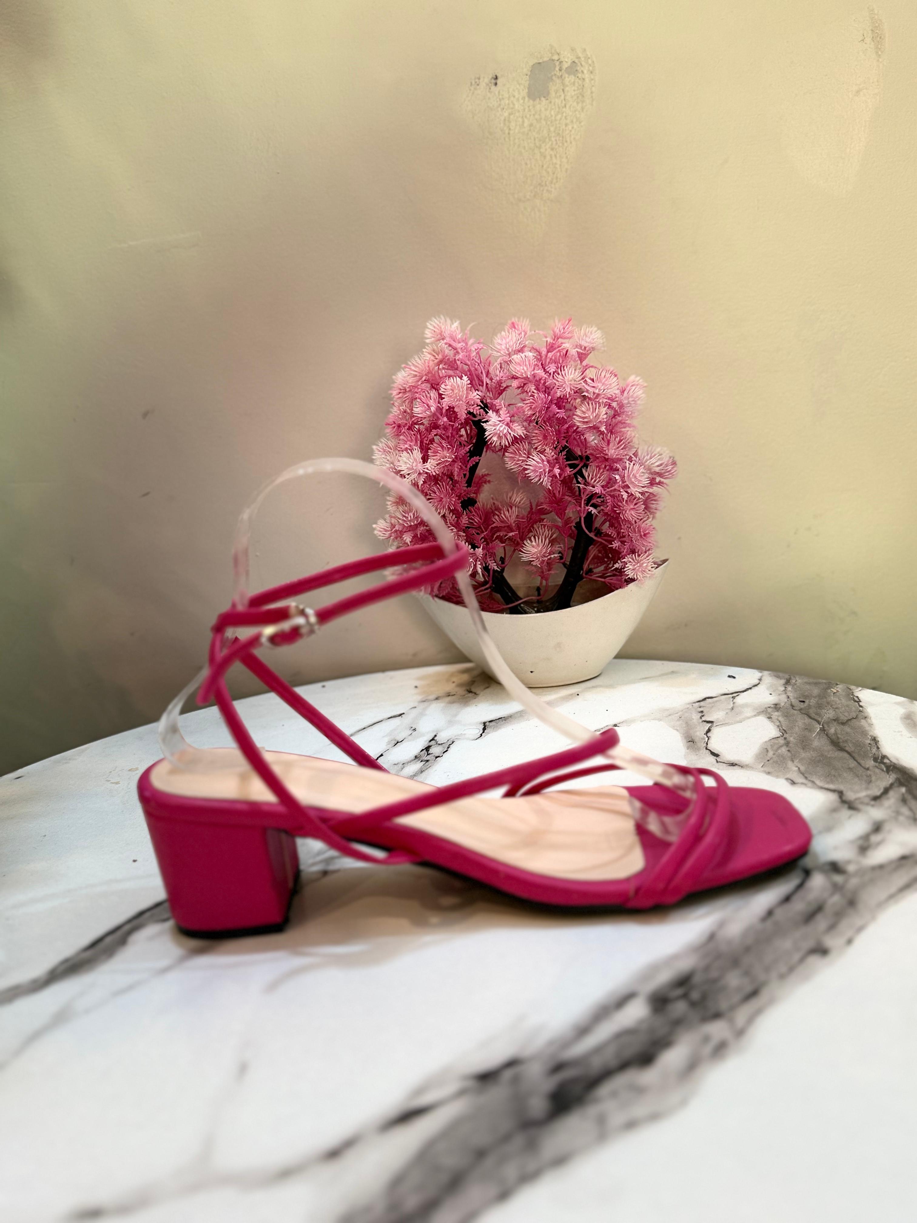 Pink block heel