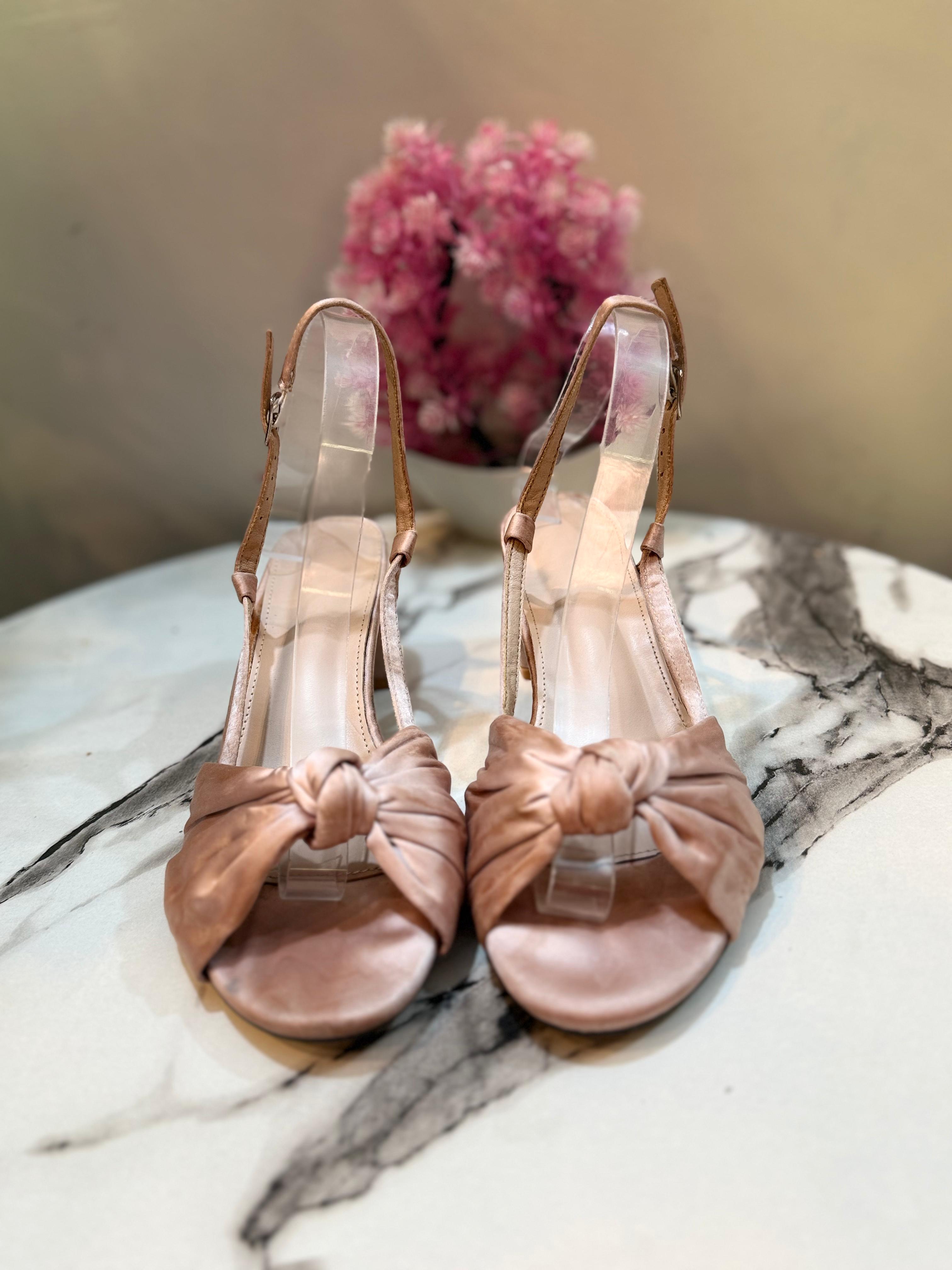 Soft pink block heel