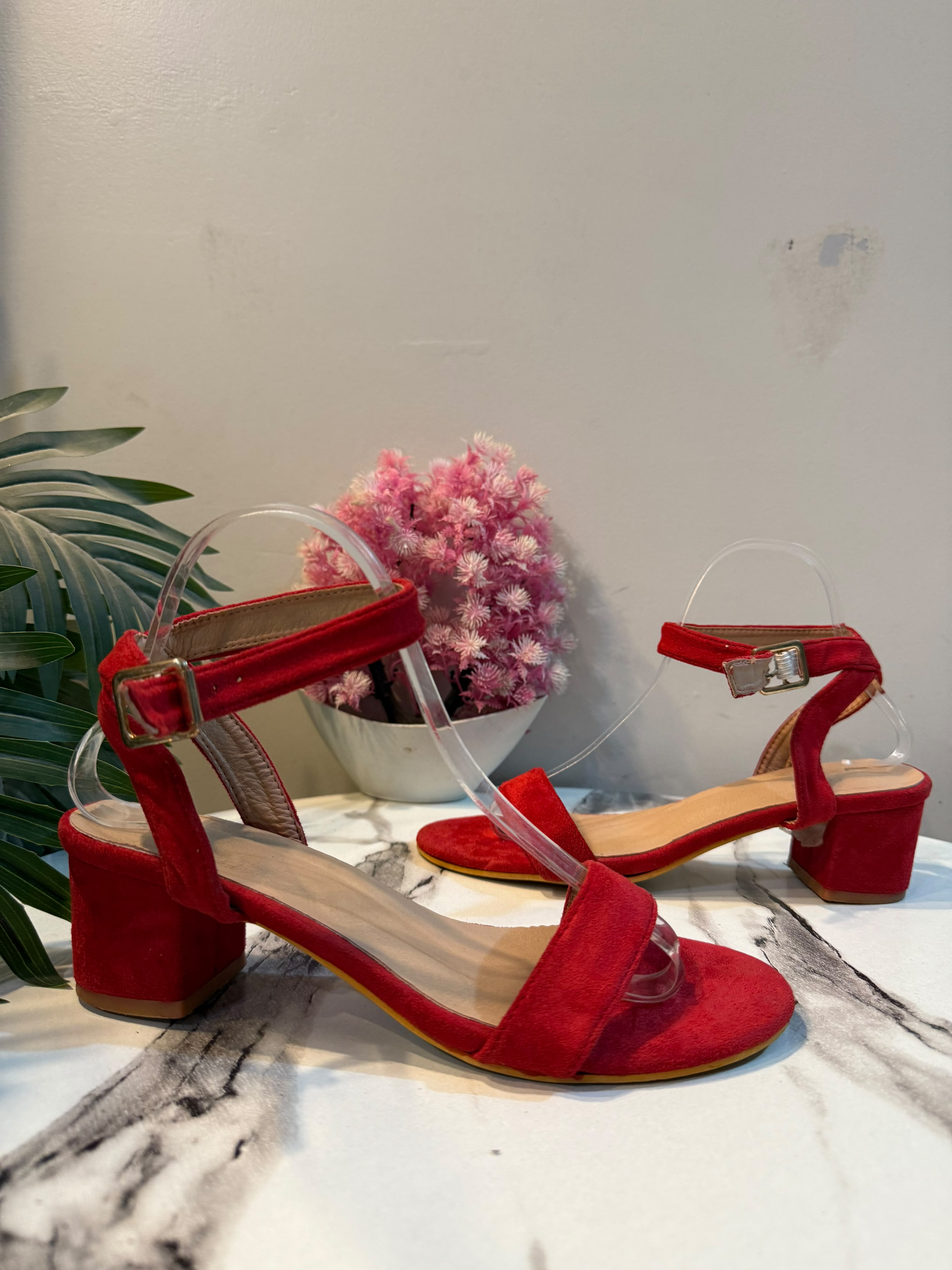Red kitten heel