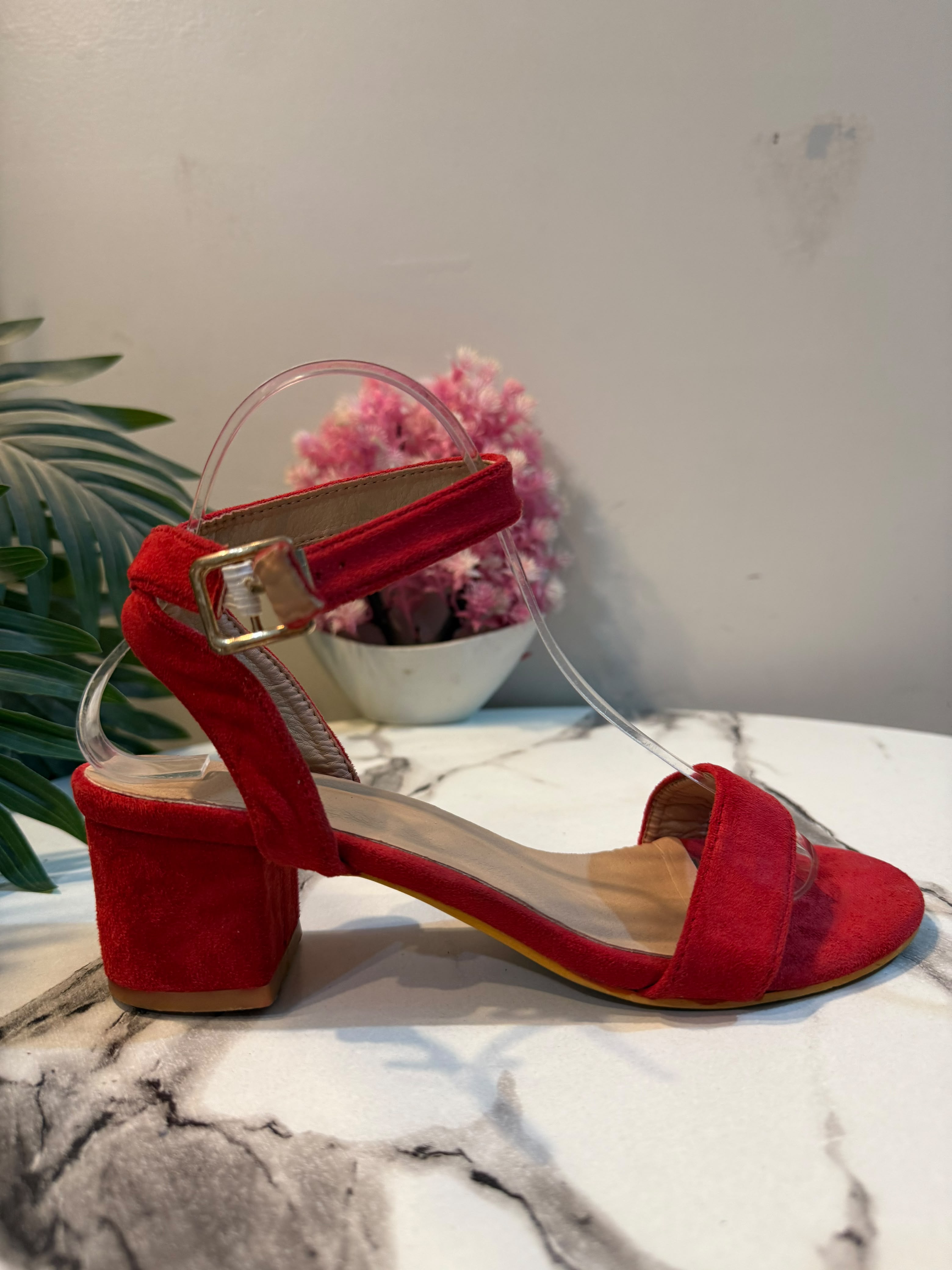 Red kitten heel