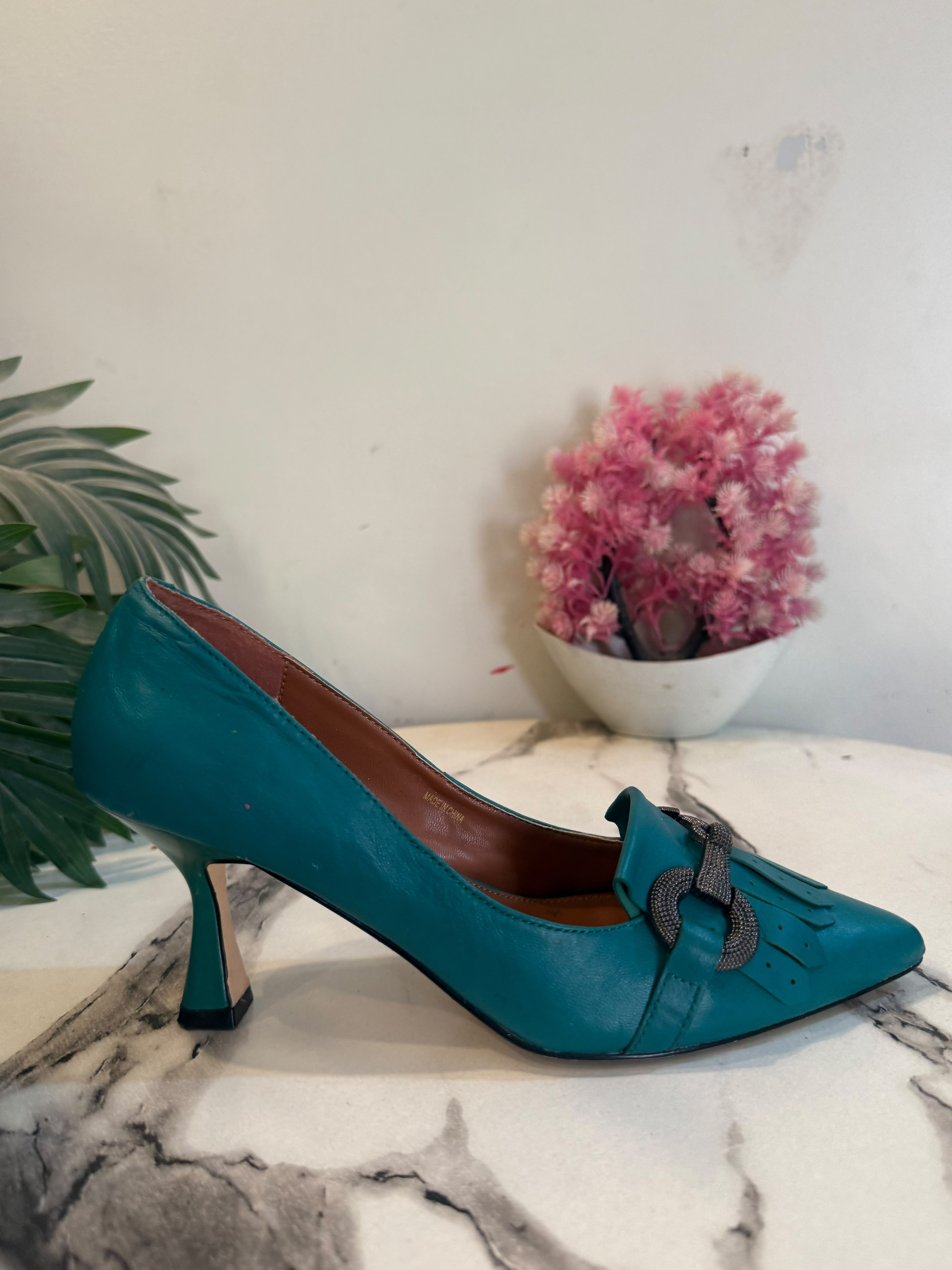 Green coat shoes